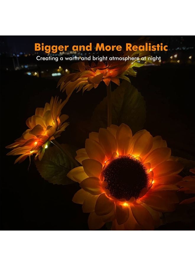 هومستر أضواء عباد الشمس الشمسية، 800 مللمتر أمبير حديقة شمسية مع أزهار ذات مظهر حقيقي في الهواء الطلي أضواء حجر شمسي للحديقة الخلفية، سرير الزهور، الممر، الباتيو، الرواق، زينة الربيع (2 عبوة) - Image 4