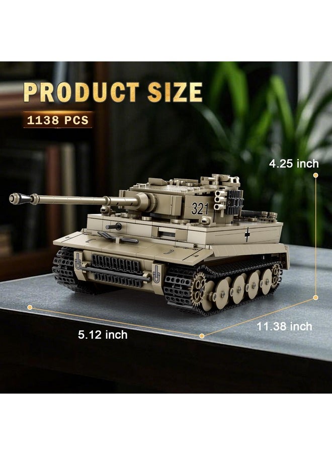 Reobrix Reobrix Tiger I Tank Building Block Set for Adult,WW2 Military German Tank Model Set,World of Tanks Authorized Products 77031,Army Toys Building Kit,Ideal Gift for Boys Kids Age 8+,1138 PCS  - Image 5