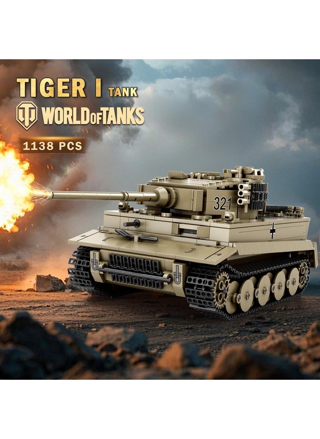 Reobrix Reobrix Tiger I Tank Building Block Set for Adult,WW2 Military German Tank Model Set,World of Tanks Authorized Products 77031,Army Toys Building Kit,Ideal Gift for Boys Kids Age 8+,1138 PCS  - Image 2