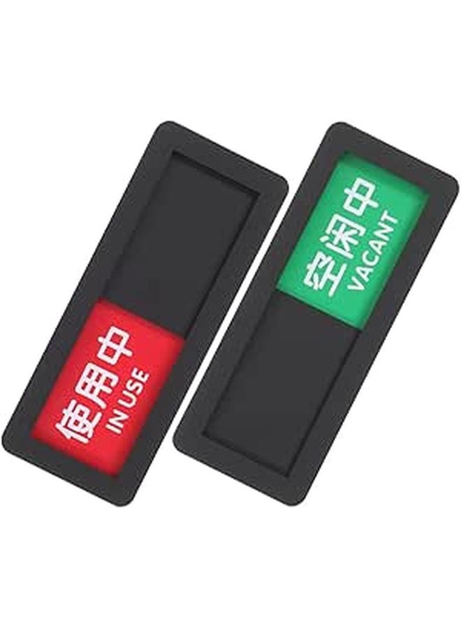 Privacy Indicator Door Sign Slider 4x10cm Vacant Occupied Message Board for Office Restroom 2 Pieces - Image 1