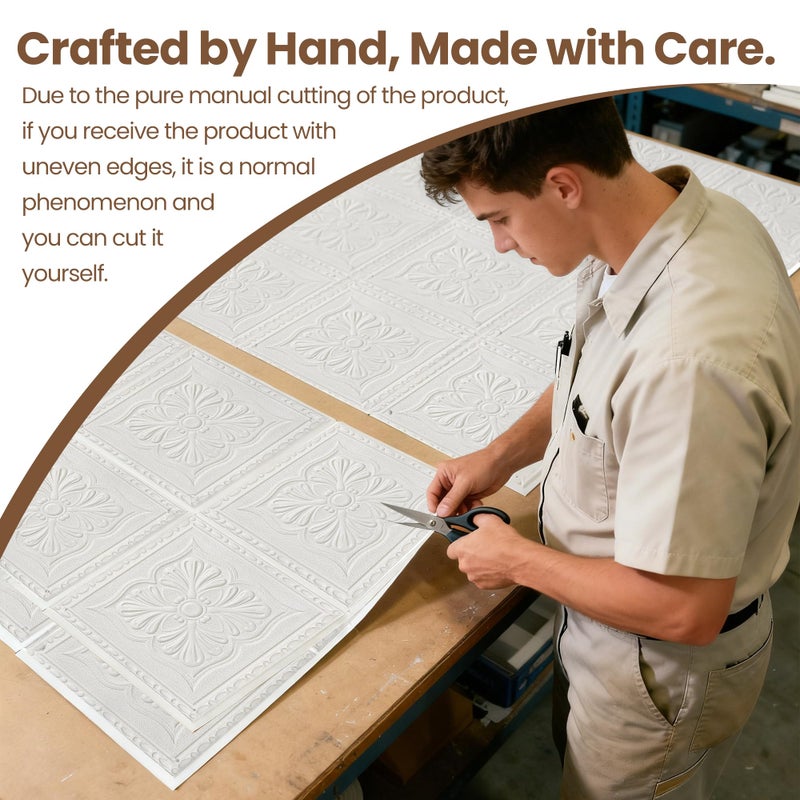 Dureidos Ceiling Tiles Peel and Stick, 32 Pcs Ceiling Tiles Foam, Covered 42 Sq.Ft, Easy to Install and Cut for Ceil and Interior Wall Decor, Plain Whiteï¼ˆ13.8 x 13.8 inchï¼‰ - Image 5