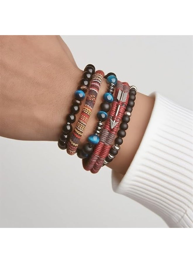 jaexest Braided Boho Wrap Bracelet – Ethnic Wood Bead Woven Stretch Wristband | Adjustable Bohemian Jewelry for Men Women – Stackable Handmade Style – One Size Fits Most - Image 2