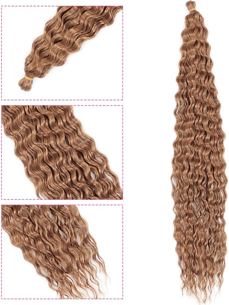 DSOAR Deep Twist Crochet Hair Hair Bundles Water Wave Synthetic Hair Extension Curly Braiding Ombre Curl Braiding Hairpiece, 30 Inch 3 Packs - Image 4