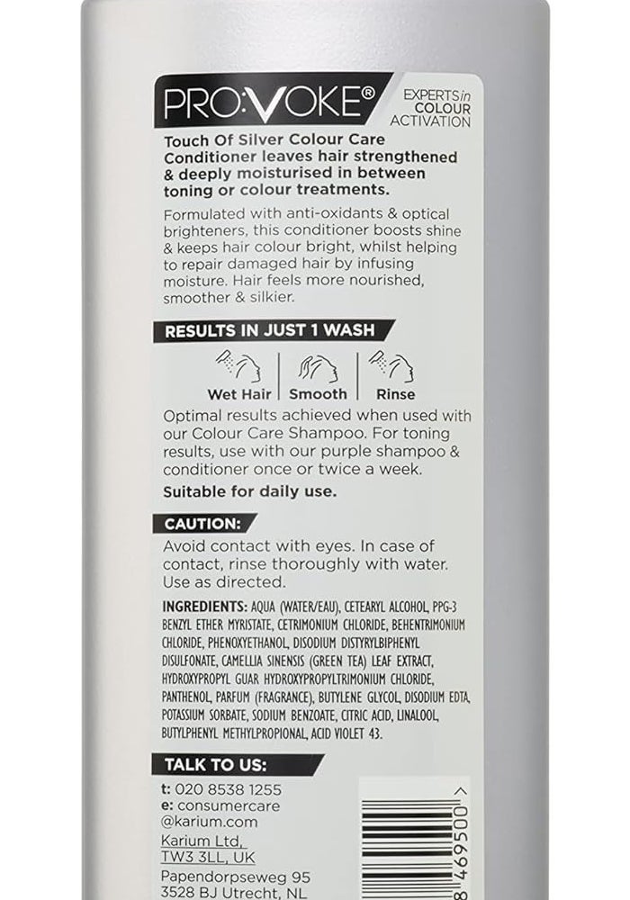 PROVOKE Touch of Silver Colour Care Conditioner 200 ml - Moisturising Formula for Blonde, Platinum, and White Hair - Image 2
