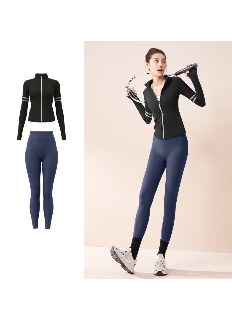 KUYING Spring And Autumn Alphabet Printed Yoga Set Quick Dried Sports Tight Top Running Casual Sports Set For Women 