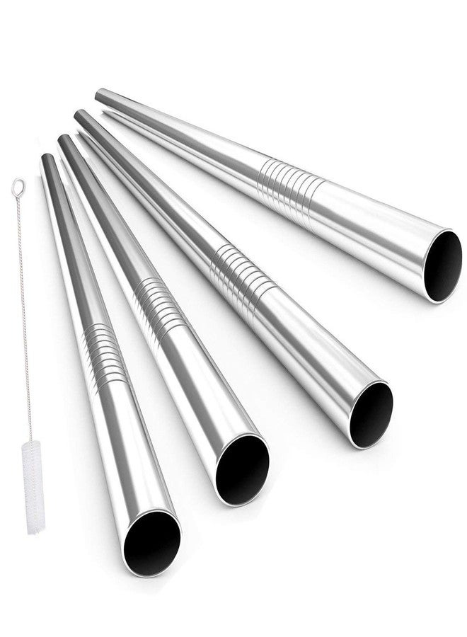 ALINK Reusable Boba Straws with Case and Cleaning Brush, 4-Pack Extra Wide Stainless Steel Metal Bubble Tea Straw for Smoothie, Shakes, Tapioca Pearl, 12 mm x 9 inch - Image 1