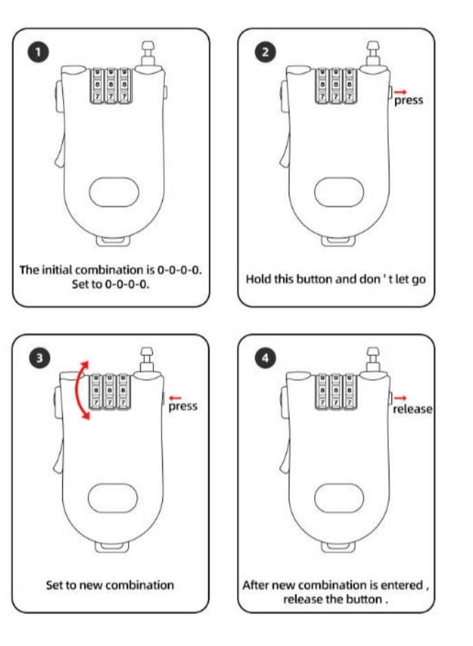Combination Lock Cable Lock Padlock with 3 Digit Numeric Code, 100CM Extendable Cable, Heifer Shape, Customized Safety Lock for Suitcase Stroller Luggage Laptop(Silver) - Image 2