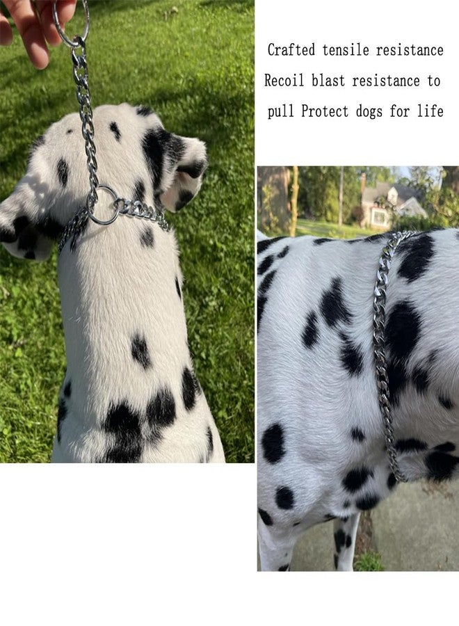 cyhaen Flat Heavy Duty Silver Metal Dog Collar,Silver Dog Chain Collars for Large Dogs,Adjustable Slip P Link Martingal Collar for Small Medium Big Animal L - Image 4