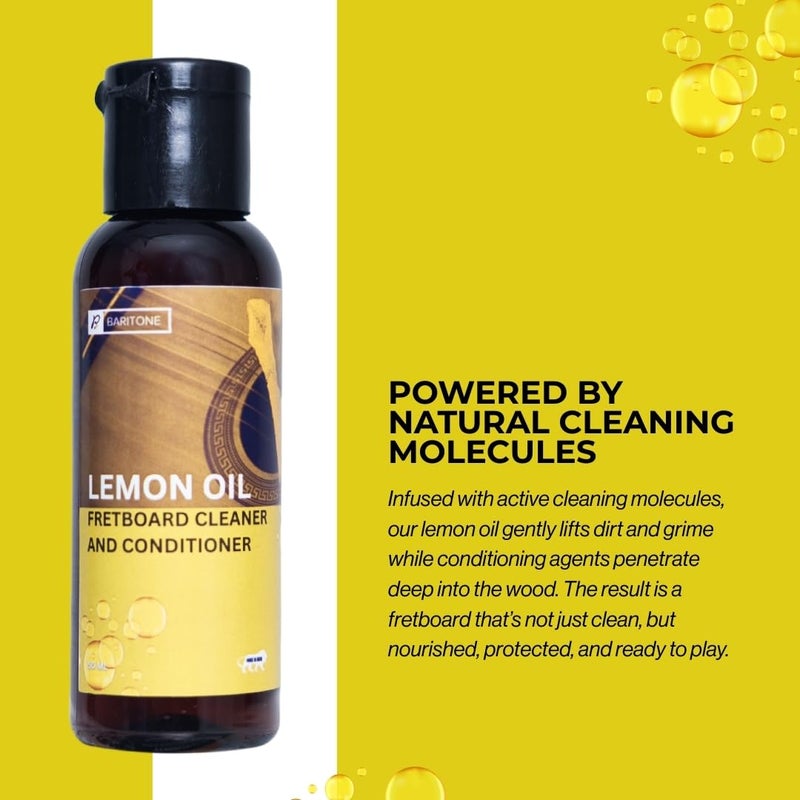 Baritone زيت الليمون لتنظيف لوح الجيتار – يستعيد اللمعان ويعتني بالخشب 50 مل - Image 4