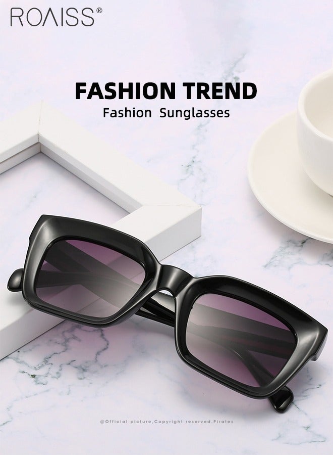 رويس نظارات شمسية كلاسيكية للنساء، نظارات شمسية مربعة سميكة بإطار سميك، مقاومة للأشعة فوق البنفسجية 400، نظارات شمسية مضادة للتوهج للنساء مع حافظة للنظارات - Image 2