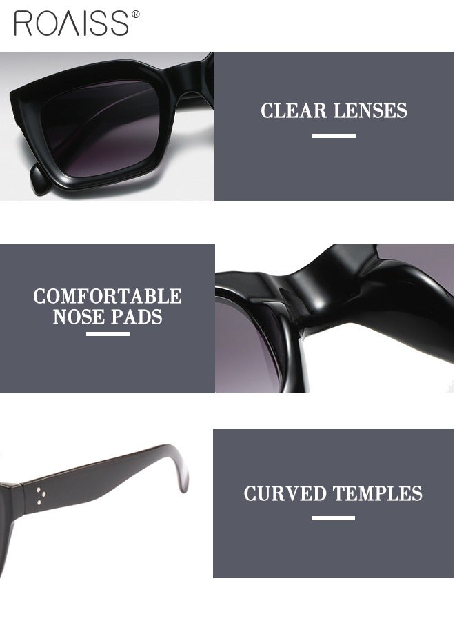 رويس نظارات شمسية كلاسيكية للنساء، نظارات شمسية مربعة سميكة بإطار سميك، مقاومة للأشعة فوق البنفسجية 400، نظارات شمسية مضادة للتوهج للنساء مع حافظة للنظارات - Image 3