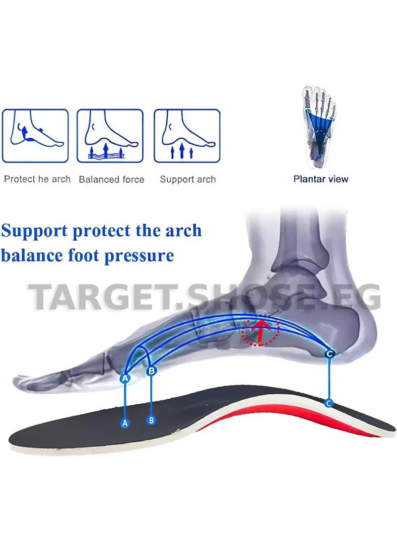نعل داخلي طبي لتقويم القدم، دعم قوسي ثلاثي الأبعاد مع وسادة جل للكعب، مناسب للقدم المسطحة والتهاب اللفافة الأخمصية وآلام الكعب، نعل داخلي مريح للأحذية الرياضية وأحذية العمل – مقاس (EU 40-46) - Image 3