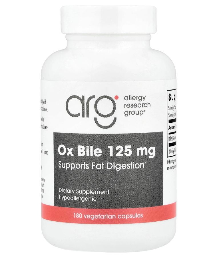 Allergy Research Group Ox Bile 125 mg 180 Vegetarian Capsules