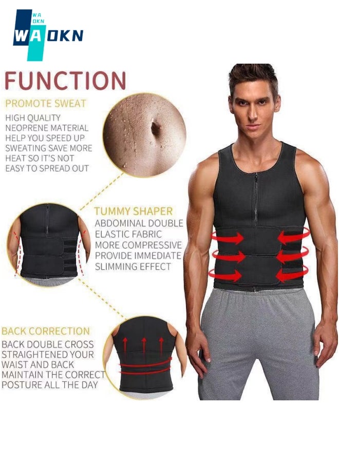WAOKN - Men Body Shaper Waist Trainer Belt Your Belly Sweat Vest Slimming Underwear Weight Loss Shirt Fat Burner Workout Tank Tops - Image 1