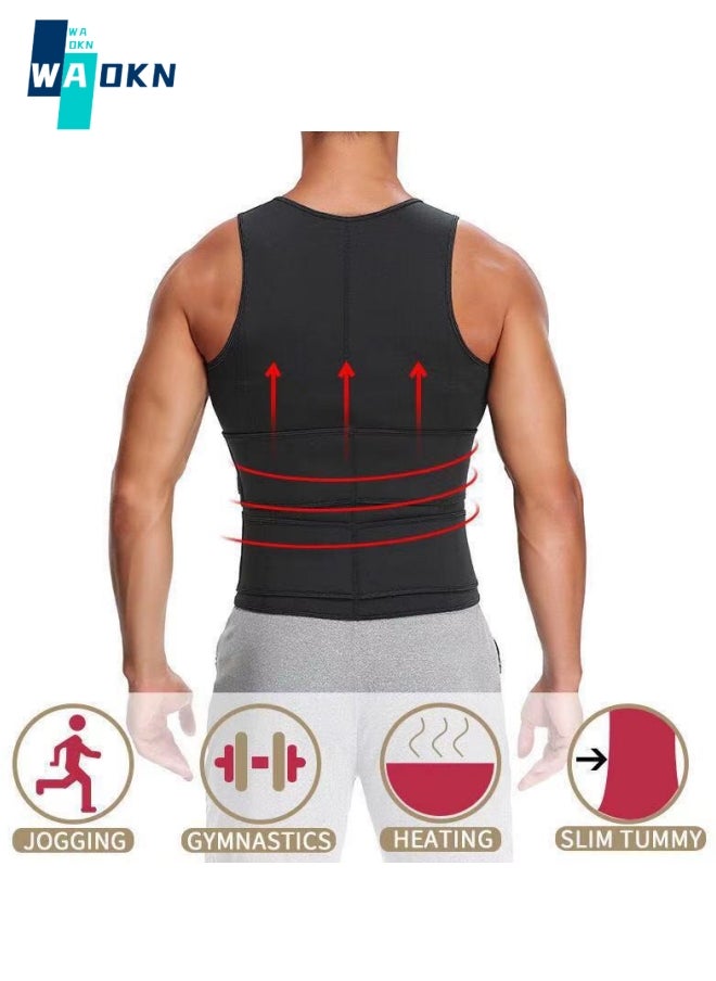 WAOKN - Men Body Shaper Waist Trainer Belt Your Belly Sweat Vest Slimming Underwear Weight Loss Shirt Fat Burner Workout Tank Tops - Image 1