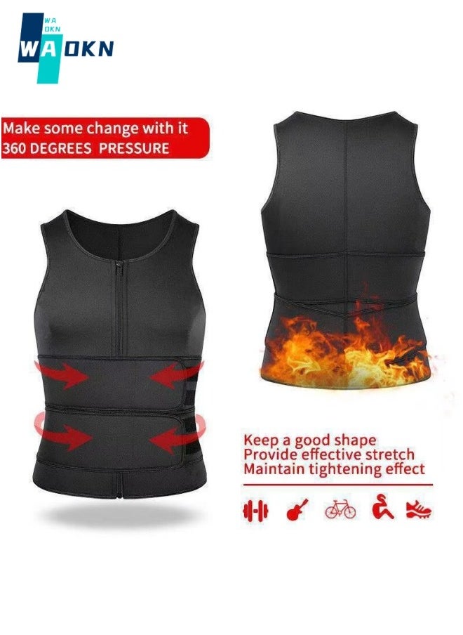 WAOKN - Men Body Shaper Waist Trainer Belt Your Belly Sweat Vest Slimming Underwear Weight Loss Shirt Fat Burner Workout Tank Tops - Image 1