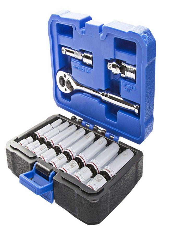Kobalt 573348 19-Piece 3/8-Inch Drive Mechanic's Tool Set with Hard Case, Inch, Includes Quick Release Ratchet, Extension, and Shallow/Deep Sockets - Image 4