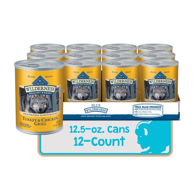 Blue Buffalo Wilderness Adult Wet Dog Food, Healthy Weight, High-Protein and Grain-Free, Turkey & Chicken Recipe, 12.5-oz. Can - Image 2