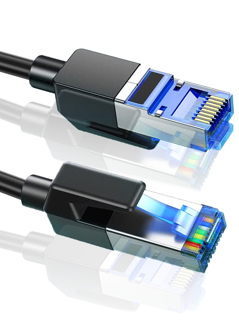 هيروكس كابل إيثرنت Cat8 بسرعة عالية 40Gbps 2000MHz سلك محصن مضفر للإنترنت متوافق مع جهاز الألعاب ومبدل PC PS5 PS4 Xbox المودم جهاز التوجيه موسع واي فاي 2 متر أسود - Image 1