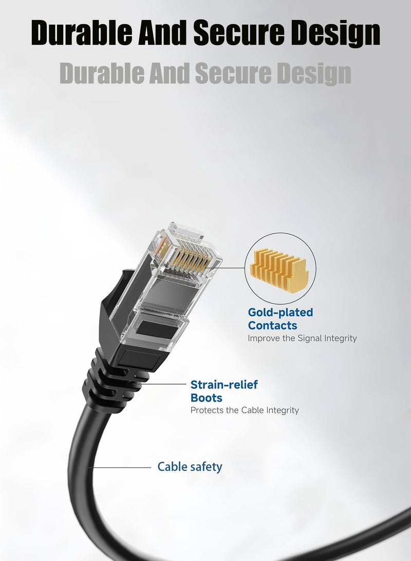 هيروكس كابل إيثرنت Cat8 بسرعة عالية 40Gbps 2000MHz سلك محصن مضفر للإنترنت متوافق مع جهاز الألعاب ومبدل PC PS5 PS4 Xbox المودم جهاز التوجيه موسع واي فاي 2 متر أسود - Image 4