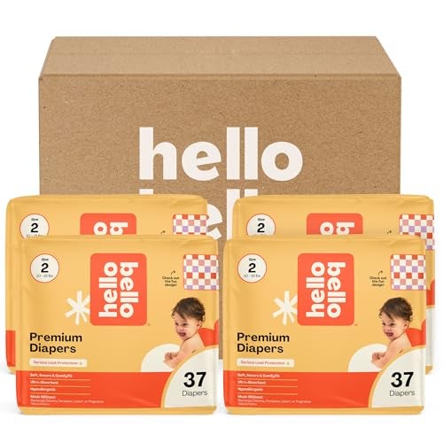 Hello Bello Premium Diapers Size 2 Love Checks Design Super Value Pack 185 Count - Image 1