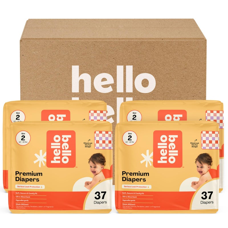 Hello Bello Premium Diapers Size 2 Love Checks Design Super Value Pack 185 Count - Image 2