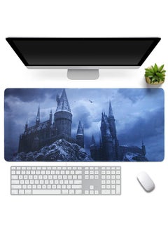 【3 أحجام】 وسادة ماوس Hog Warts Castle ممتدة للألعاب، وسادة ماوس كبيرة غير قابلة للانزلاق بقاعدة مطاطية مقاومة للماء ولوحة مفاتيح وماوس وسادة مكتب للعمل واللعب والمكتب والمنزل - 35.5 بوصة طولاً × 15.8 بوصة عرضًا  - Image 1