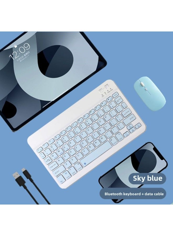 030 Backlit Bluetooth Keyboard Mouse For Ipad Tablet Keyboard 10-inch RGB Colorful Luminous Bluetooth Keyboard-Color:10-inch Backlit Keyboard + Dual-mode Rechargeable Mouse-blue Suit - Image 1