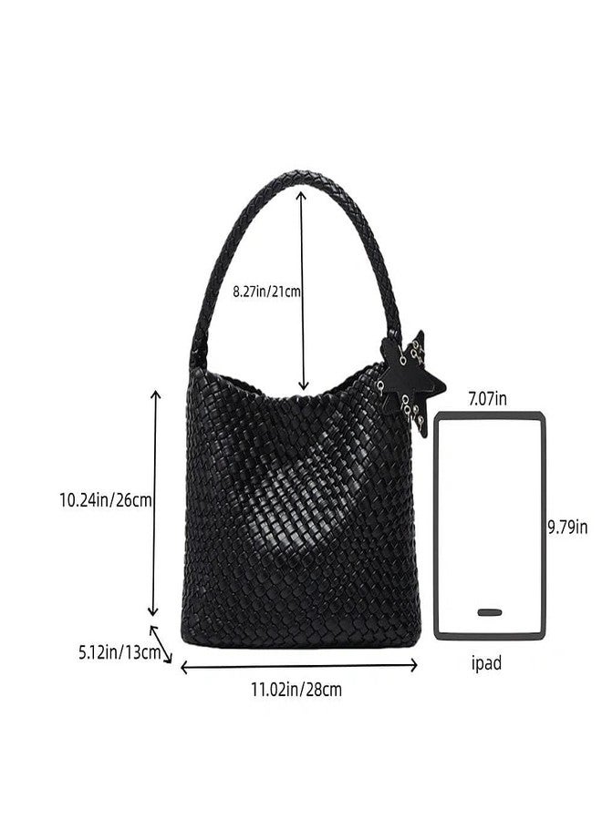 Eiyye Woven Tote Bag for Women Lightweight Soft Handwoven Shoulder Bag Casual Everyday Carry Purse for Work Shopping Travel & Vacation - Image 3