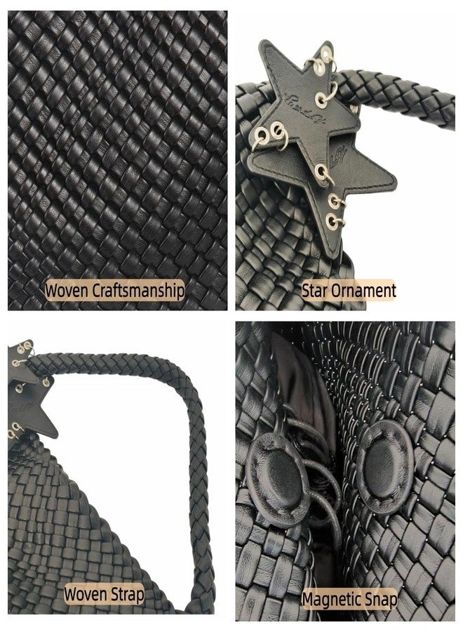 Eiyye Woven Tote Bag for Women Lightweight Soft Handwoven Shoulder Bag Casual Everyday Carry Purse for Work Shopping Travel & Vacation - Image 4