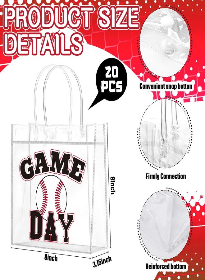 Wesnoy 20 Pcs Baseball Goodie Bags Bulk Baseball Gift Bags with Handles Reusable Sport Party Favor for Candy Birthday Party Supplies 8 x 8 x 3.15'' - Image 3