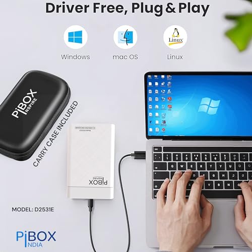 pibox India 2.5 inch Hard Drive Enclosure Type c, PiBOX India 6Gbps USB 3.1 to SATA III Tool-Free External Hard Drive Enclosure for 7mm/9.5mm 2.5" SSD Laptop HDD with UASP for Samsung WD, Xbox PC TV - White - Image 2