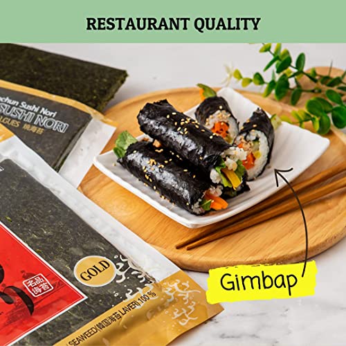 CHOI'S 1 CHOIs 1 Organic Roasted Seaweed Gim Sushi Nori 50 full sheets Product of Korea Gold Grade Vegan Keto Gluten Free Full of Fiber Vitamin Mineral High protein Omega 3s - Image 5