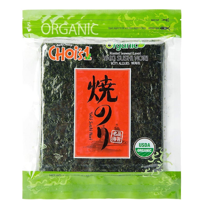 CHOI'S 1 CHOIs 1 Organic Roasted Seaweed Gim Sushi Nori 50 full sheets Product of Korea Gold Grade Vegan Keto Gluten Free Full of Fiber Vitamin Mineral High protein Omega 3s - Image 3