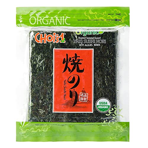 CHOI'S 1 CHOIs 1 Organic Roasted Seaweed Gim Sushi Nori 50 full sheets Product of Korea Gold Grade Vegan Keto Gluten Free Full of Fiber Vitamin Mineral High protein Omega 3s - Image 1