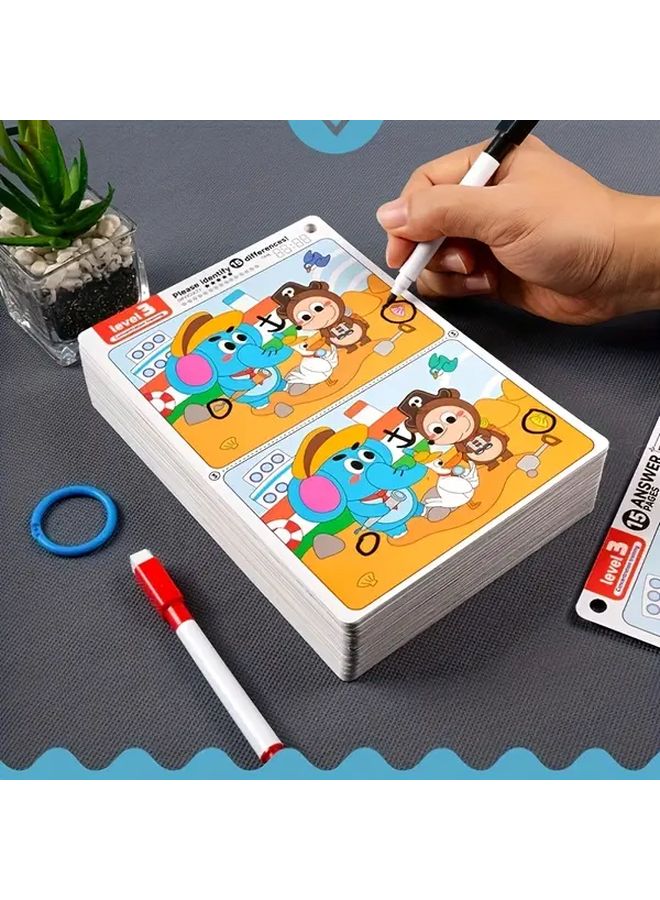 Spot The Difference Game Cards Level 2 Brain Teaser Visual Puzzle For Kids And Family - Image 1