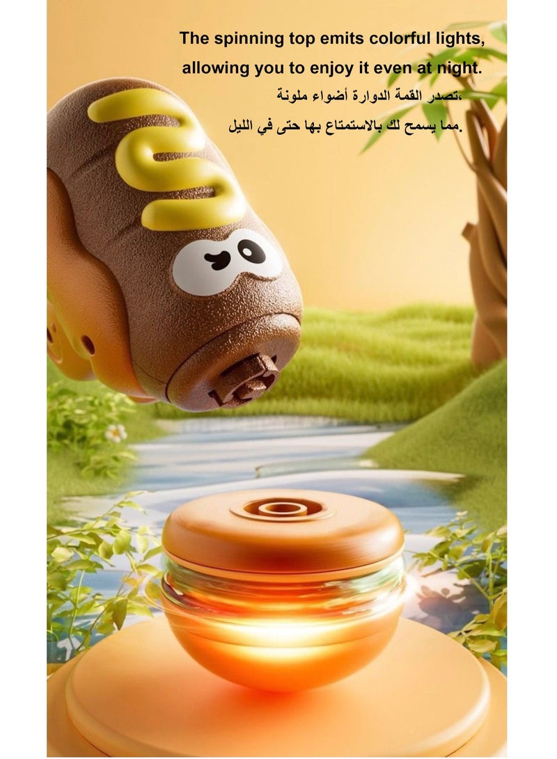 2-in-1 Hamburger Glowing Spinning Battling Top , UFO Flying Saucer Indoor and Outdoor Frisbee Spinning Toy, Launcher Game Gun Battle Toy for Boys and Girls - Image 4