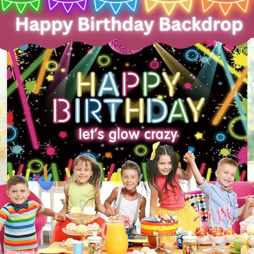 FI - FLICK IN 1 pc Happy Birthday Black Neon Backdrop (7ft X 5ft) Cloth Curtain Decoration for Kids and Adults (Pack of 1) - Image 4