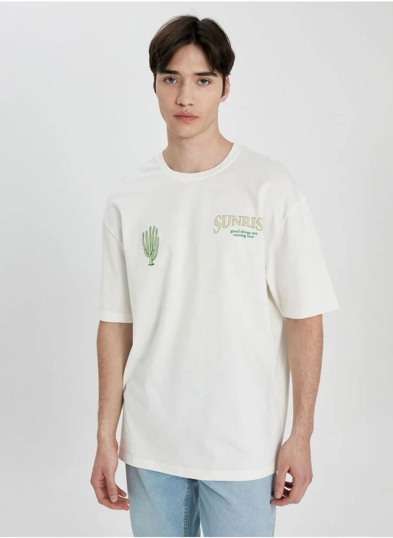 DeFacto Comfort Fit Crew Neck Printed T-Shirt