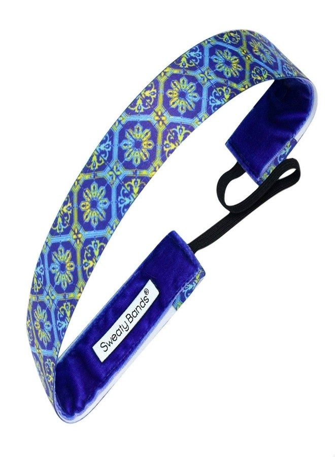 سويتي باندز طوق رأس سويتي باندز للنساء والفتيات - طوق شعر رياضي مبطن بالمخمل مانع للانزلاق - أزرق متوهج - Image 1