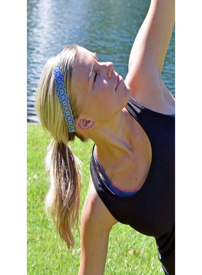 سويتي باندز طوق رأس سويتي باندز للنساء والفتيات - طوق شعر رياضي مبطن بالمخمل مانع للانزلاق - أزرق متوهج - Image 3