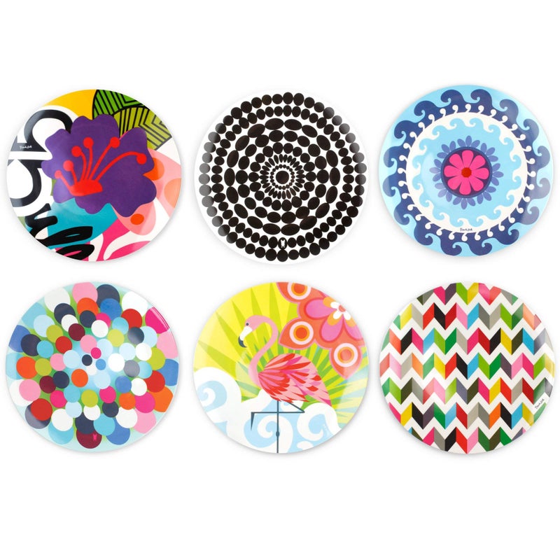 French Bull Melamine Assorted Plates-6 Piece Set -Melamine Dinnerware-Platter, Serving, Party, Platter, Dish (9" Salad Plate, Assorted) - Image 1