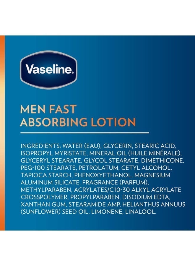 Vaseline Men Fast Absorbing 3 In 1 Body Face & Hands Moisturizing Lotion 48H Hydration 600ml - Image 4
