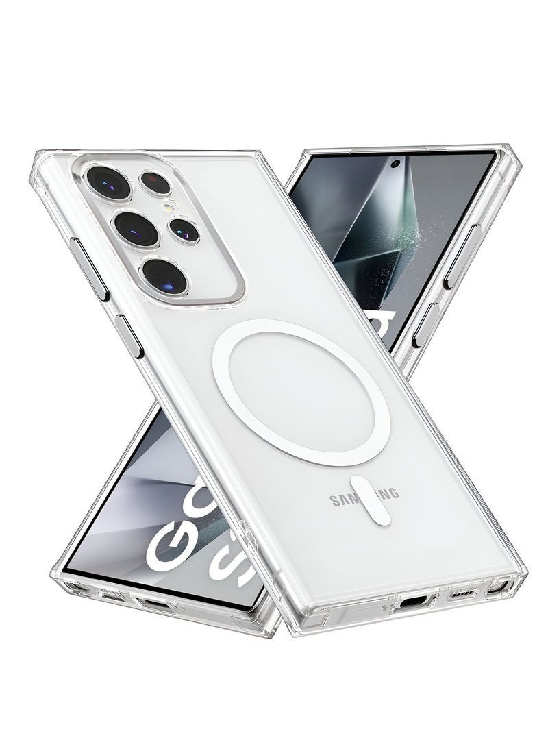 ELTRAZONE Samsung Galaxy S24 Ultra 5G 2024 Magnetic Case, Slim Transparent Flexible TPU Shockproof Magsafe Back Phone Case - Clear - Image 1