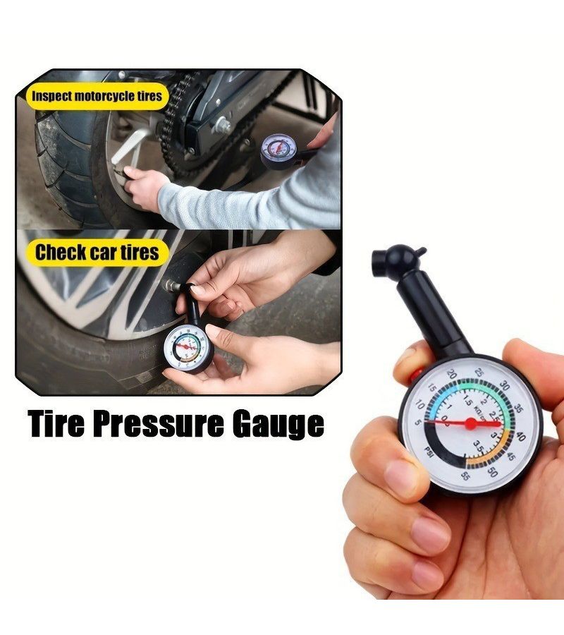 High Precision Mechanical Tire Pressure Gauge 1pc Durable Iron for Motorcycles Bicycles Trucks - Image 1