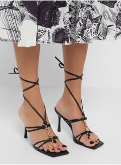 Ginger Square Toe Strappy Tie Up Heel Sandal  - Image 1