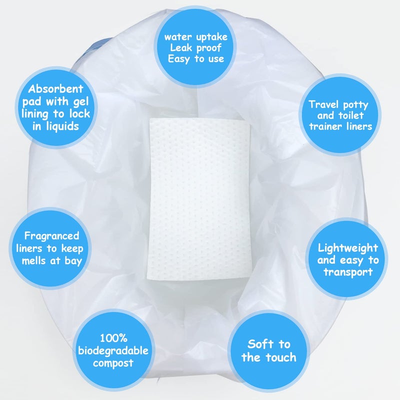 Sundee Disposable Potty Chair Liners with Drawstring for Universal Potty Training Toilet Seat, Toddler Portable Outdoors Travel Toilet Liners with Super Absorbent Pad - 30 Pack - Image 5