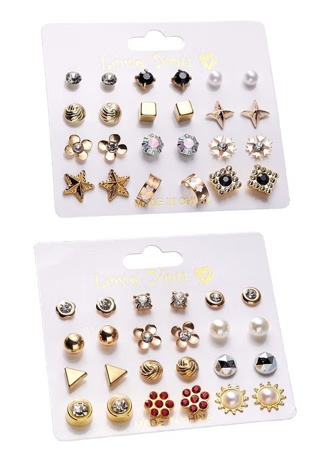 Happy D 24 Pieces Stud Earrings Set - Image 1