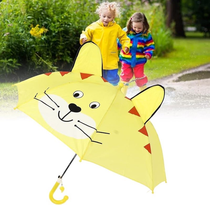 مظلة صفراء للأطفال لطيفة صغيرة محمولة للسفر والحماية من المطر في الهواء الطلق - Image 4