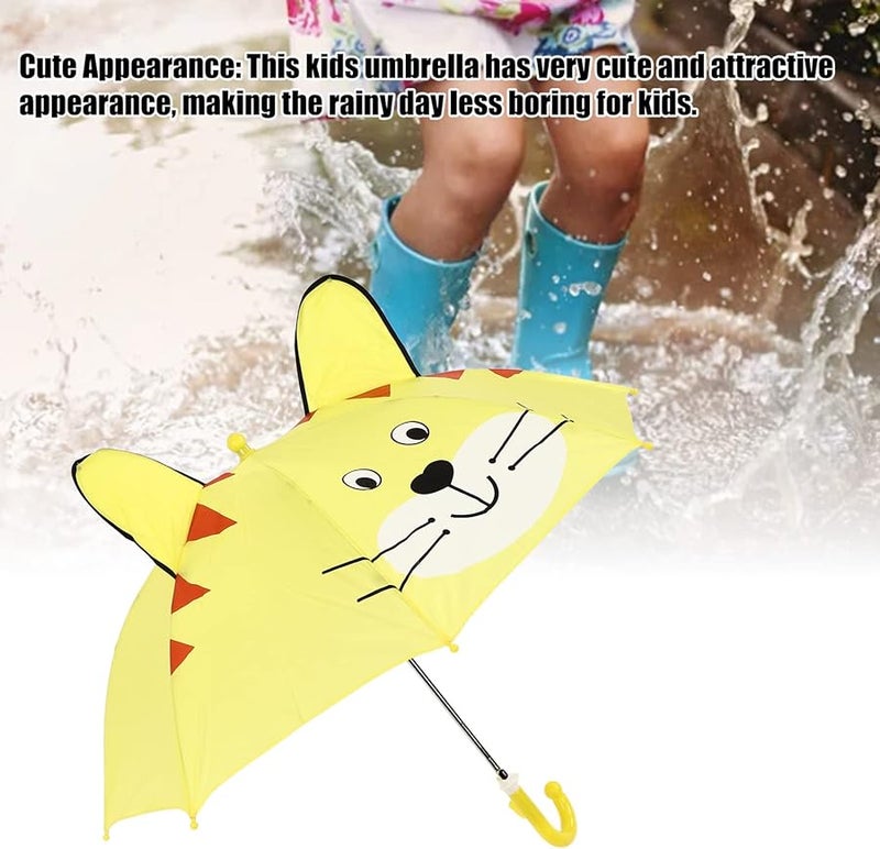 مظلة صفراء للأطفال لطيفة صغيرة محمولة للسفر والحماية من المطر في الهواء الطلق - Image 3